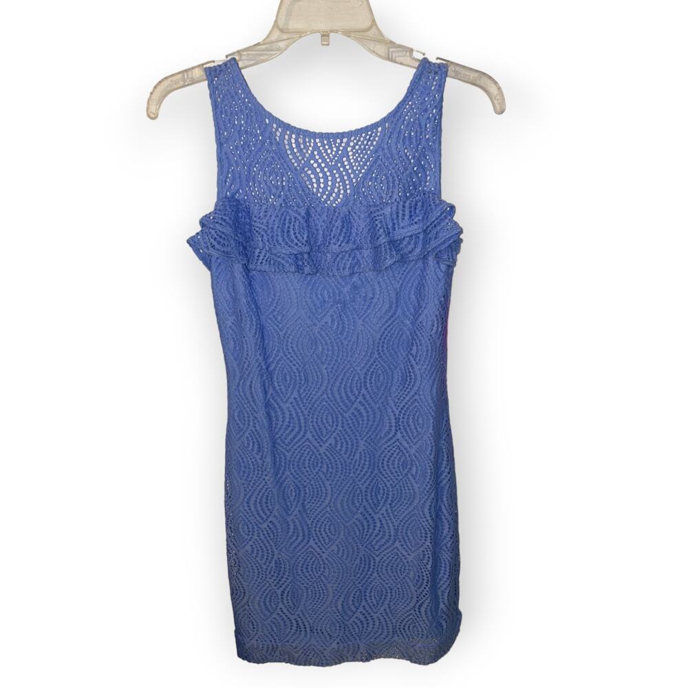 Lilly Pulitzer Janine Shift Dress Size XS Blue Peri Flowing Leaf Lace NWT $168